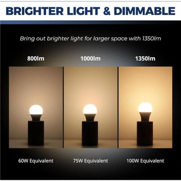 Smart Light Bulbs 100W Equivalent, 1350LM 11W WiFi Smart Bulb Compatible - Picture 3 of 7